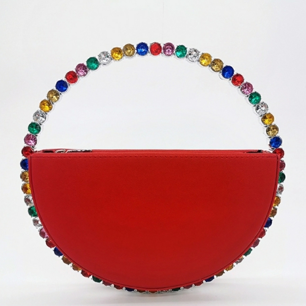 Multi-colored Diamond  Circular Women Clutch